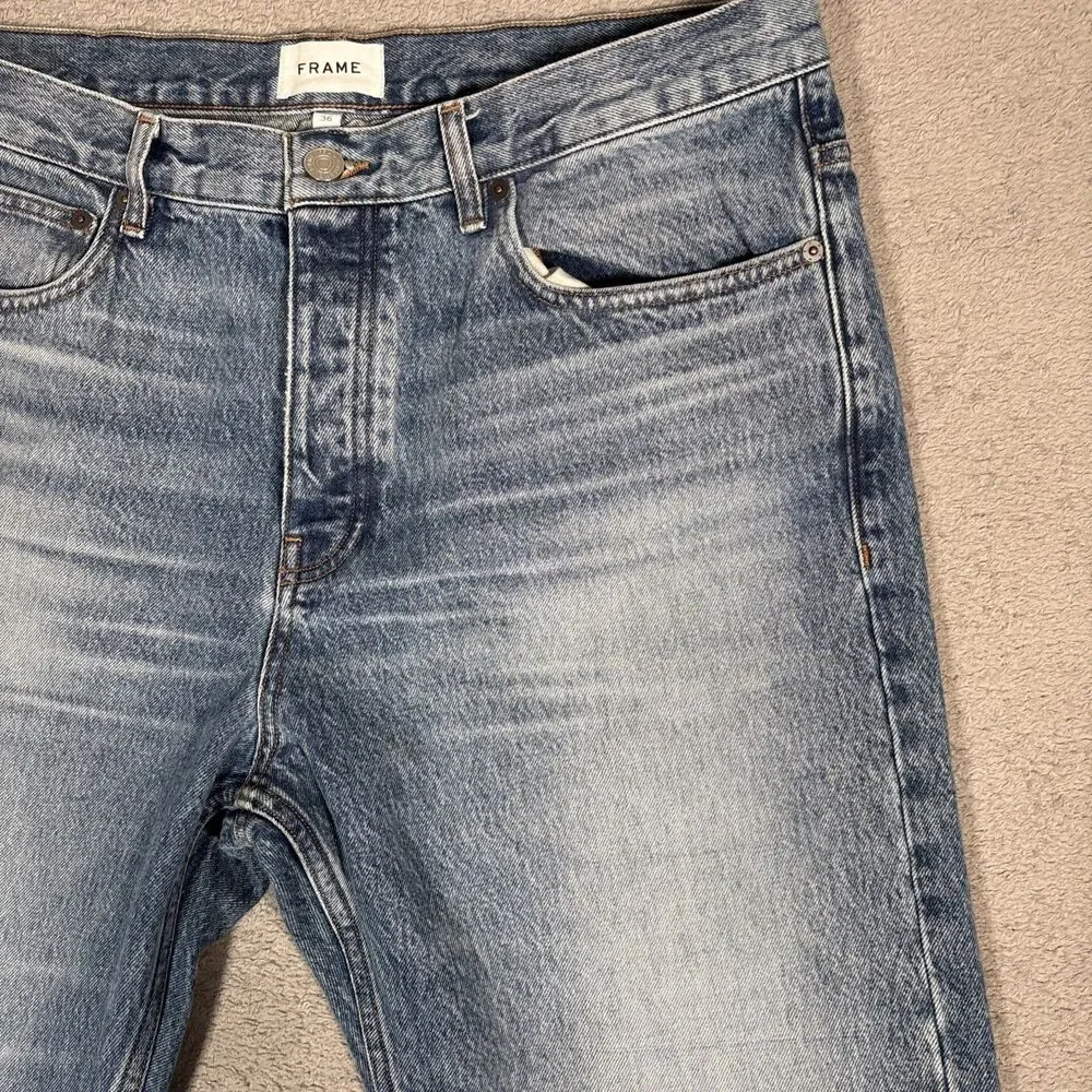Frame Jeans Men’s Size 36 Straight Leg‎ Light Wash Button Fly Whiskers